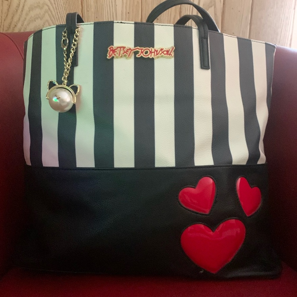 Betsy Johnson Tote Bag with Cat Charm